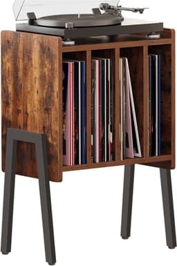ACAZA LP Opbergsysteem - LP Houder - Vintage Bruin - 45 x 30 x 66 cm (L x B x H) - Vinyl Opbergsysteem - Platenspeler Meubel - Platenkast - Platenhouder - 72 Platen — thumbnail 1
