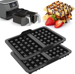 Ninja Accessoires voor heteluchtfriteuse, 2 stuks, Ninja Airfryer-accessoires met Ninja AF400EU, AF451EU, SL400EU en AF500DE, dubbele bakschaalinzet van siliconen, Belgisch wafelijzer, — thumbnail 1
