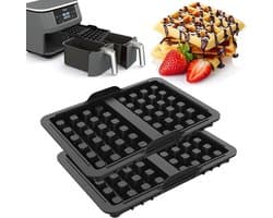 Ninja Accessoires voor heteluchtfriteuse, 2 stuks, Ninja Airfryer-accessoires met Ninja AF400EU, AF451EU, SL400EU en AF500DE, dubbele bakschaalinzet van siliconen, Belgisch wafelijzer,