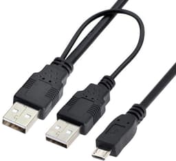 Dual USB A naar Micro USB 3.0 Y-Kabel met Extra Stroomvoorziening — thumbnail 4