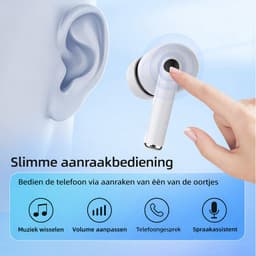 AUDEX Draadloze Bluetooth Oordopjes 5.4 – In-Ear Earbuds met Noise Cancelling – HD Microfoon – 30 Uur Speeltijd – Touch Control – USB-C Oplaadcase – Wit — thumbnail 2