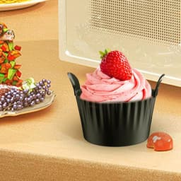 6-pack - Airfryer siliconen bakjes - Dik groot - Gebakken eierdopjes + muffinvormpjes - Hittebestendig en vaatwasserbestendig - Zwart — thumbnail 3