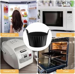 6-pack - Airfryer siliconen bakjes - Dik groot - Gebakken eierdopjes + muffinvormpjes - Hittebestendig en vaatwasserbestendig - Zwart — thumbnail 11