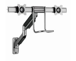 Monitorarm met gasveer voor 2 monitoren (wandmontage), space grey