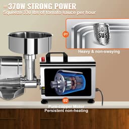 Cellista Elektrische Tomatenzeef - tomaten pureerder - tomaat - 370W - 90-160 kg/u Capaciteit - RVS 304 - Commerciële Kwaliteit - tomatenpasser - voedselzeef - passeermachine — thumbnail 4