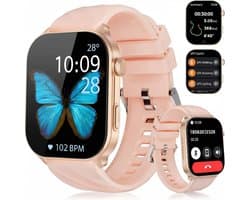 Synyq Axis GPS Smartwatch Dames en Heren - GPS 5 satellieten - Waterdicht - Belfunctie - Stappenteller - Hartslagmeter - Slaapmonitor - Multisport - Geschikt voor Android en iOS - Rose
