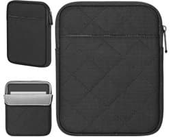 Zachte Hoes voor 6-7 inch E-readers, met Dual Pockets en Pen Holder - Zwart