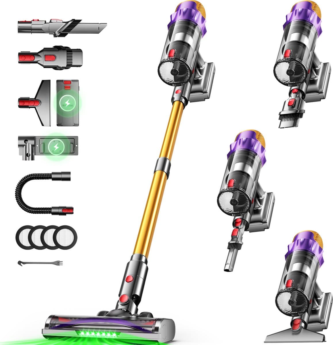 AUTHMIC Steelstofzuiger - Steelstofzuiger Draadloos - 65.000Pa Zuigkracht - Borstelloze Motor - 70 Min Accuduur - HEPA Filter - LED Vloerborstel - Grote Stofcontainer — afbeelding 1