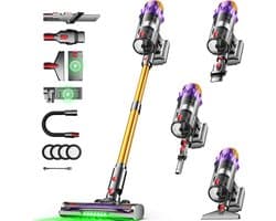 AUTHMIC Steelstofzuiger - Steelstofzuiger Draadloos - 65.000Pa Zuigkracht - Borstelloze Motor - 70 Min Accuduur - HEPA Filter - LED Vloerborstel - Grote Stofcontainer