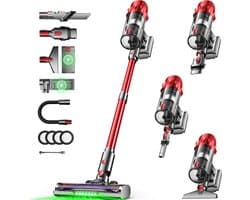 AUTHMIC Steelstofzuiger - Steelstofzuiger Draadloos - 65.000Pa Zuigkracht - Borstelloze Motor - 70 Min Accuduur - HEPA Filter - LED Vloerborstel - Grote Stofcontainer