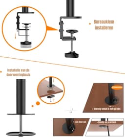 SCH® Monitor Arm 3 Schermen - Monitor Arm - Zwart - 122cm x 8cm x 46cm — thumbnail 2