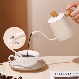 1 stuk - Koffiezetapparaat - Roestvrij staal - Filterkoffiezetapparaat - Gegradueerd - Smalle tuit - Koffieapparatuur - Klein filterkoffiezetapparaat - Geschikt voor het zetten van koffie - 350 ml - Wit — thumbnail 4