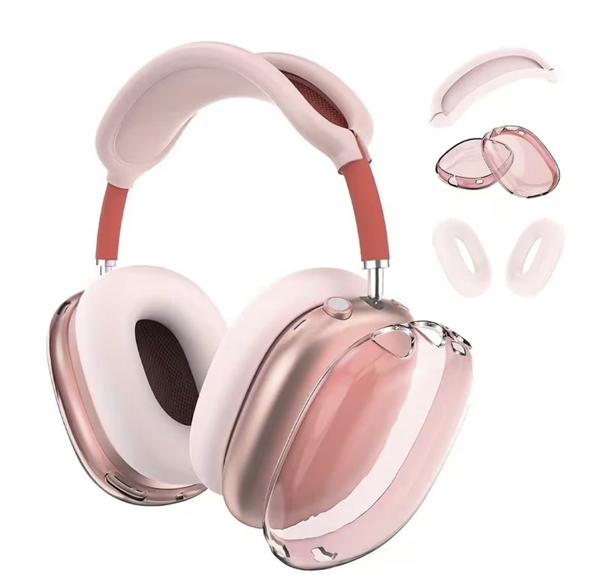 Beschermset voor Apple AirPods Max - 3-delige Set - Hoofdband Cover, Oorkap Beschermers & Reishoes - Siliconen & Hardcase - Roze — afbeelding 1