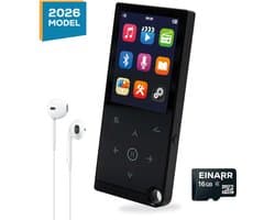 Einarr Supplies MP3/MP4 - 32GB Geheugen - Bluetooth - Fm Radio - Video Player - E-book reader - Oordopjes – Zwart