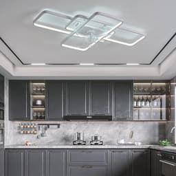 Moderne Rechthoekige Plafondventilator Met LED Verlichting Dimbaar Afstandsbediening Stille Slaapkamer Woonkamer — thumbnail 2