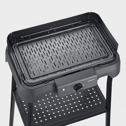 Severin PG 8596 Tafelgrill met Voet – 2000 W – Aluminium Grillplaat – Glad & Geribbeld – Zwart — thumbnail 3