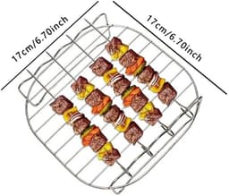 Airfryer grill roestvrijstalen stoomrek huishoudelijke elektrische frituurpan accessoires grill 4-pins dubbellaags airfryer rek — thumbnail 4