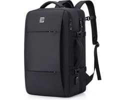 Eleganci® Travel Rugzak – Uitbreidbaar – Laptop Rugtas 17 inch – Handbagage – USB Poort – Waterafstotend – Zwart