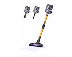 Hyundai Premium Steelstofzuiger Draadloos – Krachtig & Lichtgewicht – 40 min Accu – Knikstang – Flexibele stang - Voor Dierenharen, Tapijt & Harde Vloeren – Zakloos – Led verlichting - Inclusief Accessoires - Rainbow