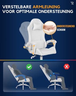 Ranqer Apollo Bureaustoel - Gaming stoel / Gaming Chair - Gamestoel - wit — thumbnail 4