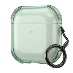 Groen transparant hoesje voor oordopjes met sleutelring – schokbestendige beschermhoes geschikt voor AirPods 4 — thumbnail 1