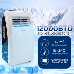 Serenelife Mobiele Airco - 12.000 BTU Draagbare 3-in-1 Airconditioner met Ingebouwde Ontvochtigerfuncti - Afstandsbediening en Raammontage Uitlaatkit — thumbnail 4