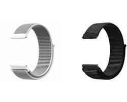 Strap-it Universele Nylon Band 20mm (Zwart) + Universele Nylon Band 20mm (Zeeschelp) - Beschikbaar voor Smartwatches met een 20mm Aansluiting - Zachte Nylon Band - Geweven Band - Duurzaam & ademend ontwerp