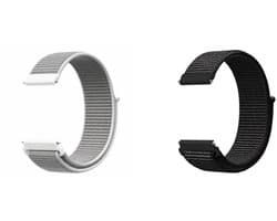 Strap-it Bundel van 2 Nylon banden 22mm - Geschikt voor Smartwatches met een 22mm aansluiting - Horlogeband / Polsband / Armband / Zachte nylon band - Geweven nylon band - Zwart & Zeeschelp