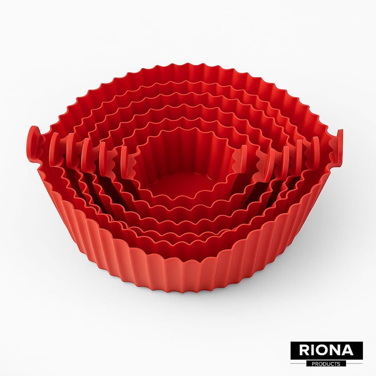 Riona Airfryer bakvorm 7stuks silicone -ovenschaal-Heteluchtoven set 6+1 stuks - rood -accesoires airfryer - cupcakes - Black Friday acties - Cyber Monday deal — afbeelding 1