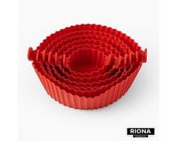 Riona Airfryer bakvorm 7stuks silicone -ovenschaal-Heteluchtoven set 6+1 stuks - rood -accesoires airfryer - cupcakes - Black Friday acties - Cyber Monday deal