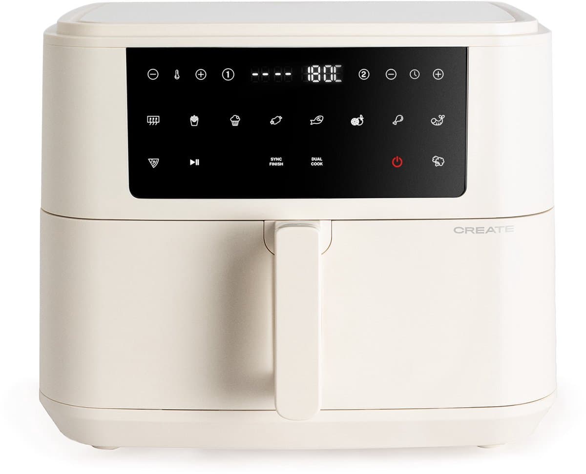 CREATE - Airfryer zonder olie 10 L met scheidingssysteem - 10 vooringestelde programma's - Gebroken wit - AIR FRYER DUAL — afbeelding 1