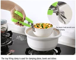Klem voor hete platen in de keuken, klem voor kommen van roestvrij staal, gebruikt om hete platen of kommen met voedsel uit de snelkookpan, magnetron, oven of airfryer te halen. — thumbnail 5
