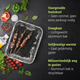 Wegwerp Barbecue met Houtskool – 12 Stuks – Instant BBQ voor Camping, Balkon, Picknick of Festival – Inclusief Rooster – Houtskool BBQ – BBQ Kopen — thumbnail 4