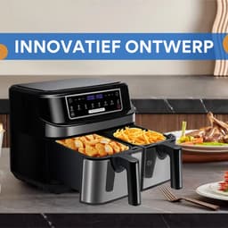 Mini oven - Grill rooster - Bakplaat - Airfryer - Voor Gezinsmaaltijden en Efficiënt Koken - 6-in-1 Slim Design met Dubbele Manden - 10 QT, Ruimtebesparend — thumbnail 2