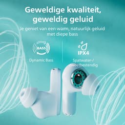 PHILIPS TAT2000 - In-ear oordopjes - 32 uur afspeeltijd - 4 mic technologie - multipoint - IPX4 - Microsoft Swiftpair - aanraakbediening - App control - Blauw — thumbnail 2