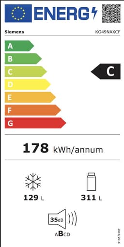 Siemens KG49NAXCF koel-vriescombinatie Vrijstaand 440 l C Roestvrijstaal — thumbnail 7