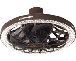 Bovista Plafondventilator - Met Verlichting - Plafond Ventilator - Met Lamp - Plafonniere Met Ventilator - Met Licht - Koffie - 33cm — afbeelding 1