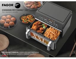 FAGOR Olievrije Friteuse - Airfryer FG10AF - Inhoud 11L - Dubbele 5,5L Tanks - Verwijderbare Verdeler - 2200W — thumbnail 5