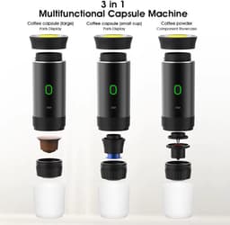 Draagbaar Koffiezetapparaat voor Onderweg - Draadloos voor in de Auto - 12 Volt - Espresso - Capsule Koffie - Gemalen Koffie - Cups - Oplaadbaar - Draagbare Koffiemachine — thumbnail 2