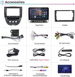 JUNSUN Autoradio - Geschikt voor Peugeot 107 Citroen C1 Toyota Aygo, - Android 15 - 10.1''- 6+128 GB - Draadloos Carplay & Android Auto - GPS Navi & SWC & 4G & Wifi — thumbnail 5