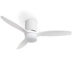CREATE - Plafondventilator 40W silent Ø132 cm 100% Hout - Met Verlichting drie temperaturen - Met Wandregelaar - Met Afstandsbediening - 6 Snelheden - Timer - Zomer/Winter functie -Wit - WIND CALM LINE — afbeelding 1