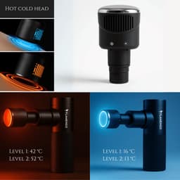Flamengo Mini Massage Gun – Inclusief Hot & Cold Kop | Staal Design | Ultralicht, Stil en Draadloos | Krachtige Spiermassage + Warmte & Koude Therapie - massage apparaat pistool INCL set — thumbnail 2