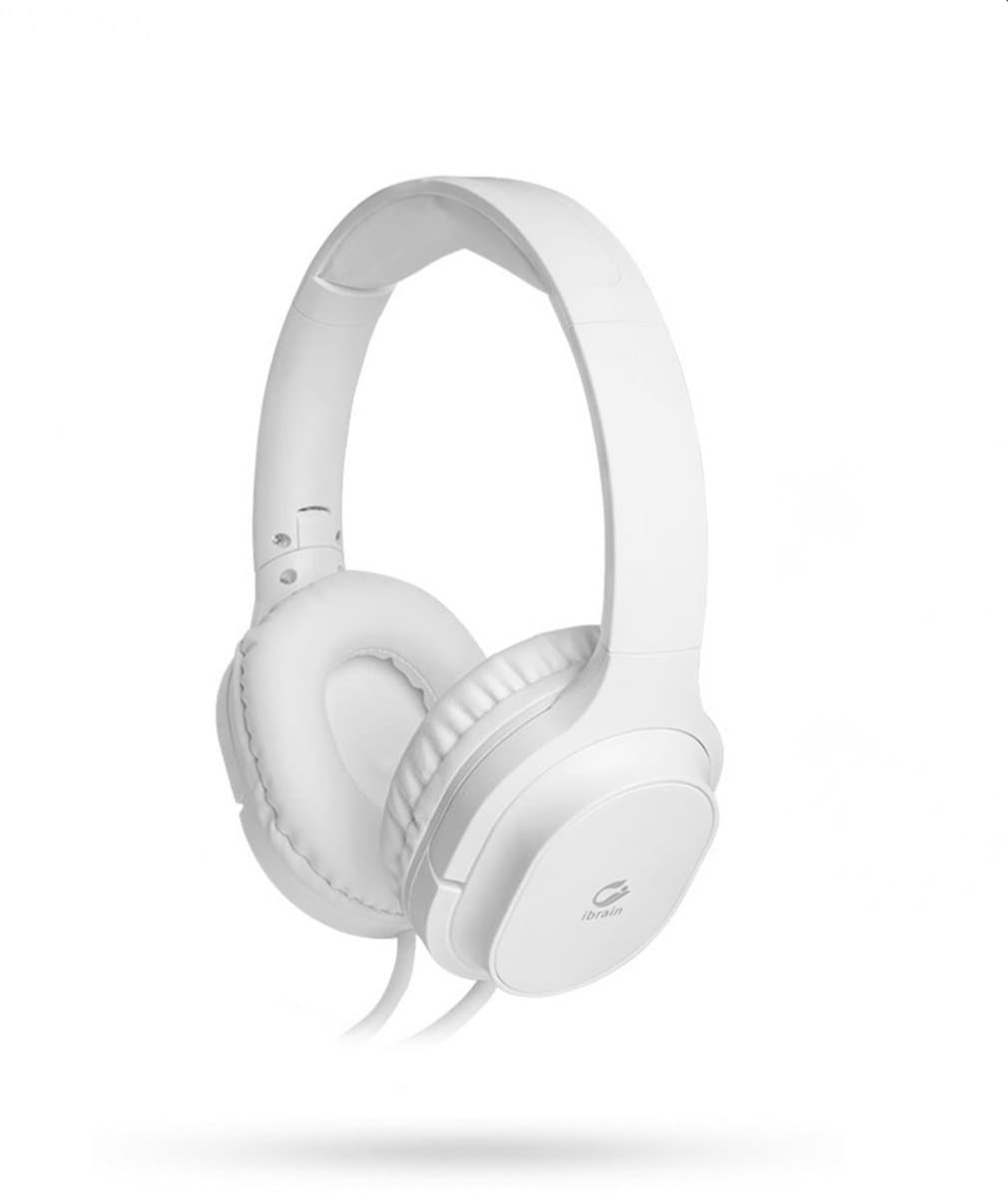 Anti straling Air Tube Koptelefoon Over-Ear HA08W – iBrain Wit - 3.5mm Jack — afbeelding 1