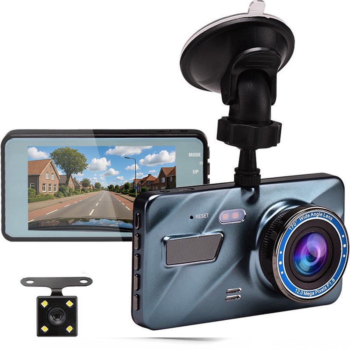 Living Needs - Dashcam voor auto voor en achter - Full HD met 170° zicht - Met nachtzicht en parkeermodus - 32GB SD-kaart voor dash cam — afbeelding 1
