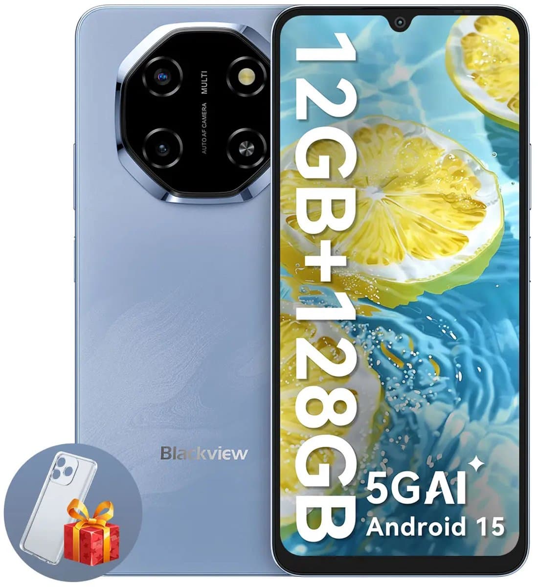 Blackview SHARK 6 Smartphone 5G AI - DUAL SIM - 12 GB RAM - 128 GB ROM - Octa Core - Android 15 - 6,88 inch - NFC - Blauw — afbeelding 1