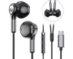 TuseRxln USB-C Oordopjes - Hoge Compatibiliteit Met DAC Chip - Microfoon En Afstandsbediening - Premium Hi Fi Geluidskwaliteit - 1 Stuk - Alledaags Gebruik - Zwart