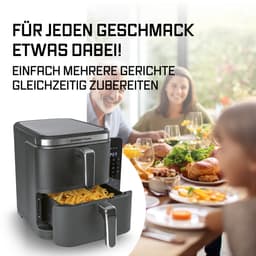 GOURMETmaxx FryUp Verticale heteluchtfriteuse met dubbele kamer, verticale airfryer, inklapbaar touchscreen, 32% ruimtebesparend, inhoud 10 liter, heteluchtfriteuse, 2 kamers — thumbnail 7
