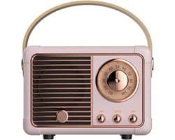 Retro bluetooth luidspreker - vintage luidspreker met klassieke antieke stijl - luid volume - draadloze Bluetooth 5.0-verbinding - bluetooth luidsprekers boxen - roze