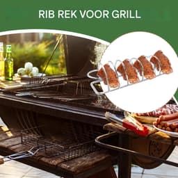 Rib Rack Grill, Large Bbq Rack, 8.66-Inch Compact Stainless Steel Non-Stick Frame, Cooking Tool for Outdoor Air Fryer Picnic Lawn Garden Use, Meal Prep, Events, or Weekend — thumbnail 3