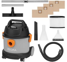 Zeegma Pro Compact – Stofzuiger / Bouwstofzuiger / Waterstofzuiger / Tapijtreiniger – Met en zonder zak – 4 x Stofzuigerzakken inbegrepen – Natte reiniging en wateropzuiging – HEPA + waterfilter – 1000W – 6L – Blaasfunctie – Voor auto, garage, woning — thumbnail 1